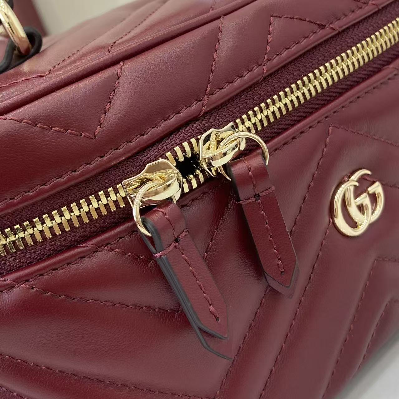 Gucci 25 Marmont Vanity Bag Rosso Ancora Red Cowhide 294900 mysite