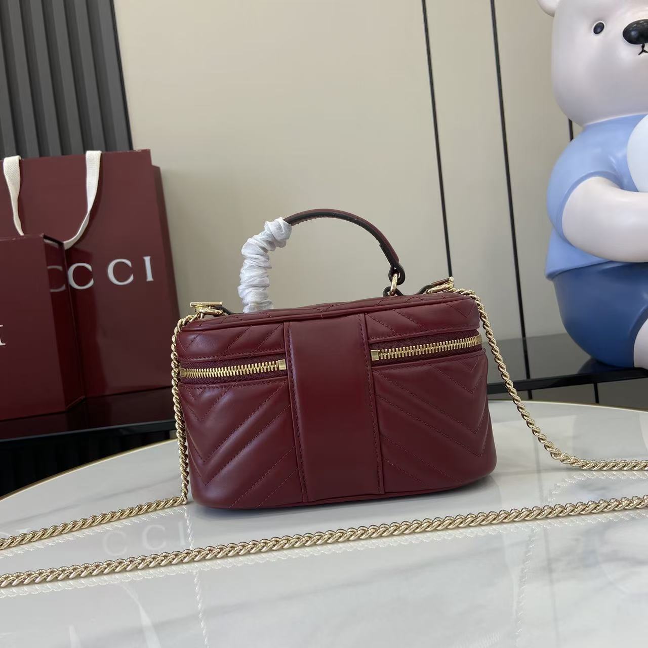 Gucci 25 Marmont Vanity Bag Rosso Ancora Red Cowhide 294900 mysite