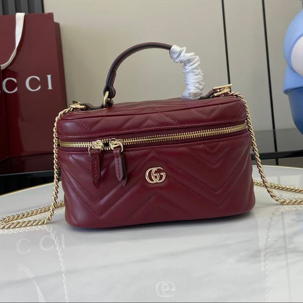 Gucci 25 Marmont Vanity Bag Rosso Ancora Red Cowhide 294900 mysite