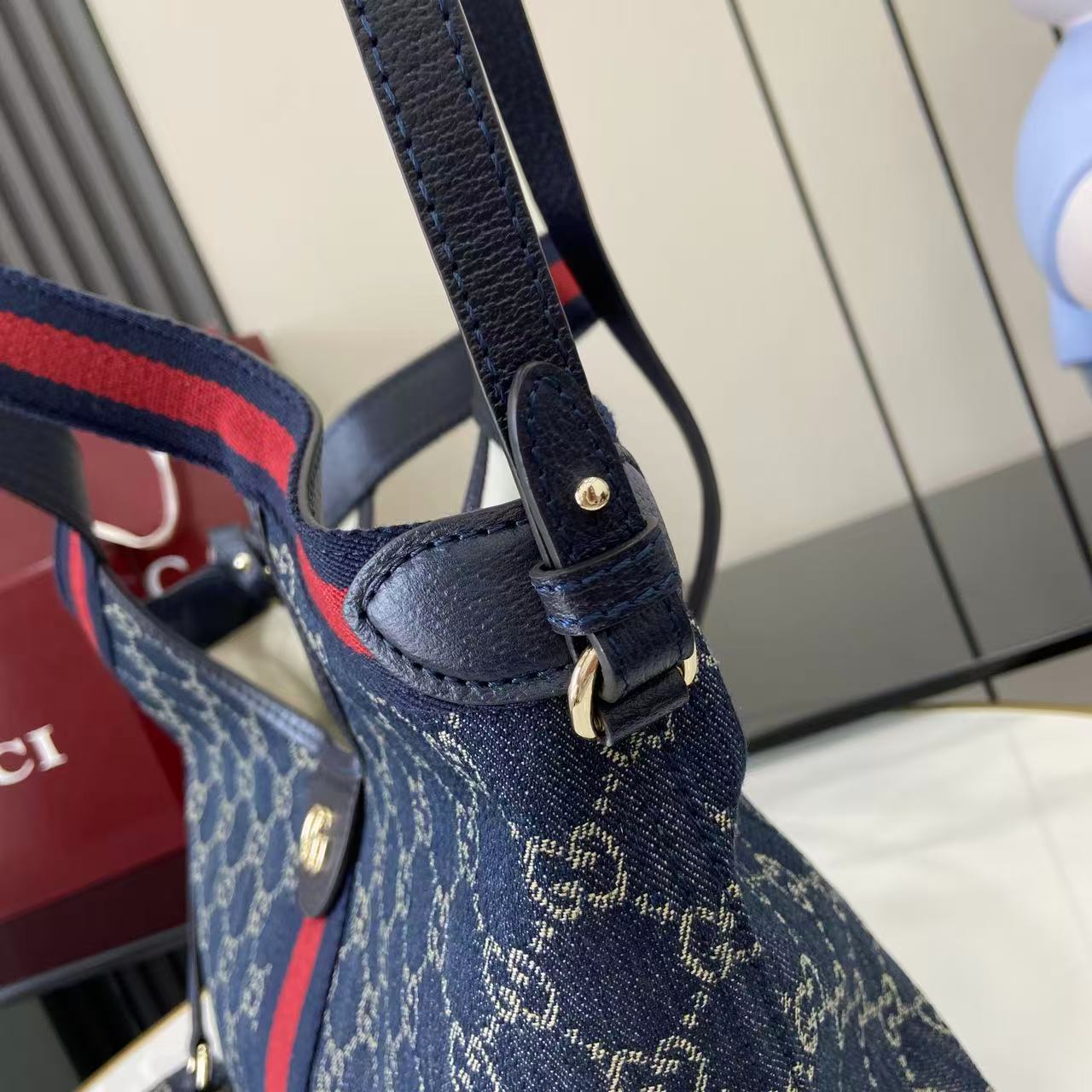 Gucci 25 Giglio 25cm Bag Blue Denim Leather 292387 mysite