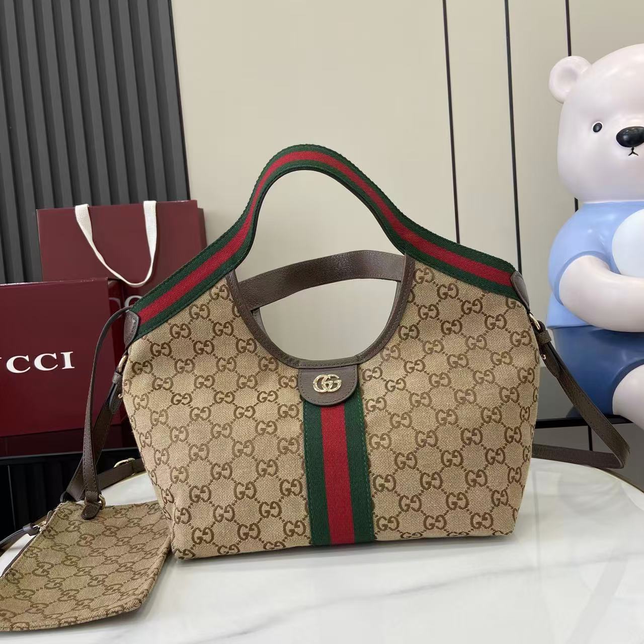 Gucci 25 Giglio 25cm Bag Beige Canvas Leather 292388 mysite