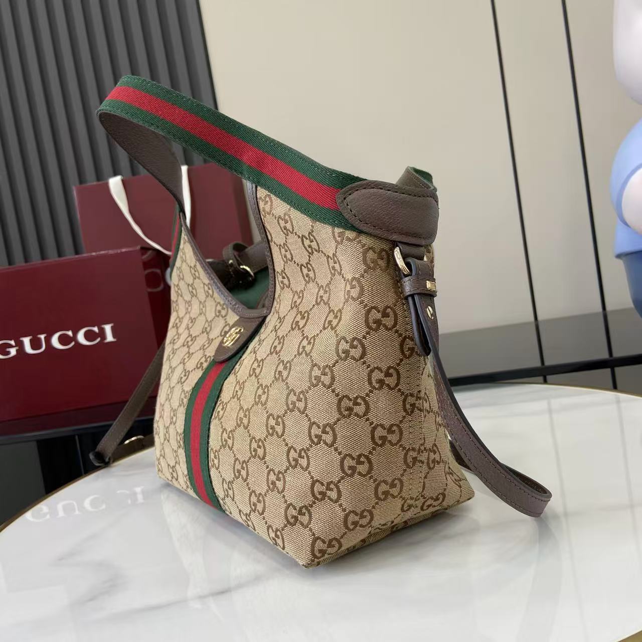 Gucci 25 Giglio 25cm Bag Beige Canvas Leather 292388 mysite