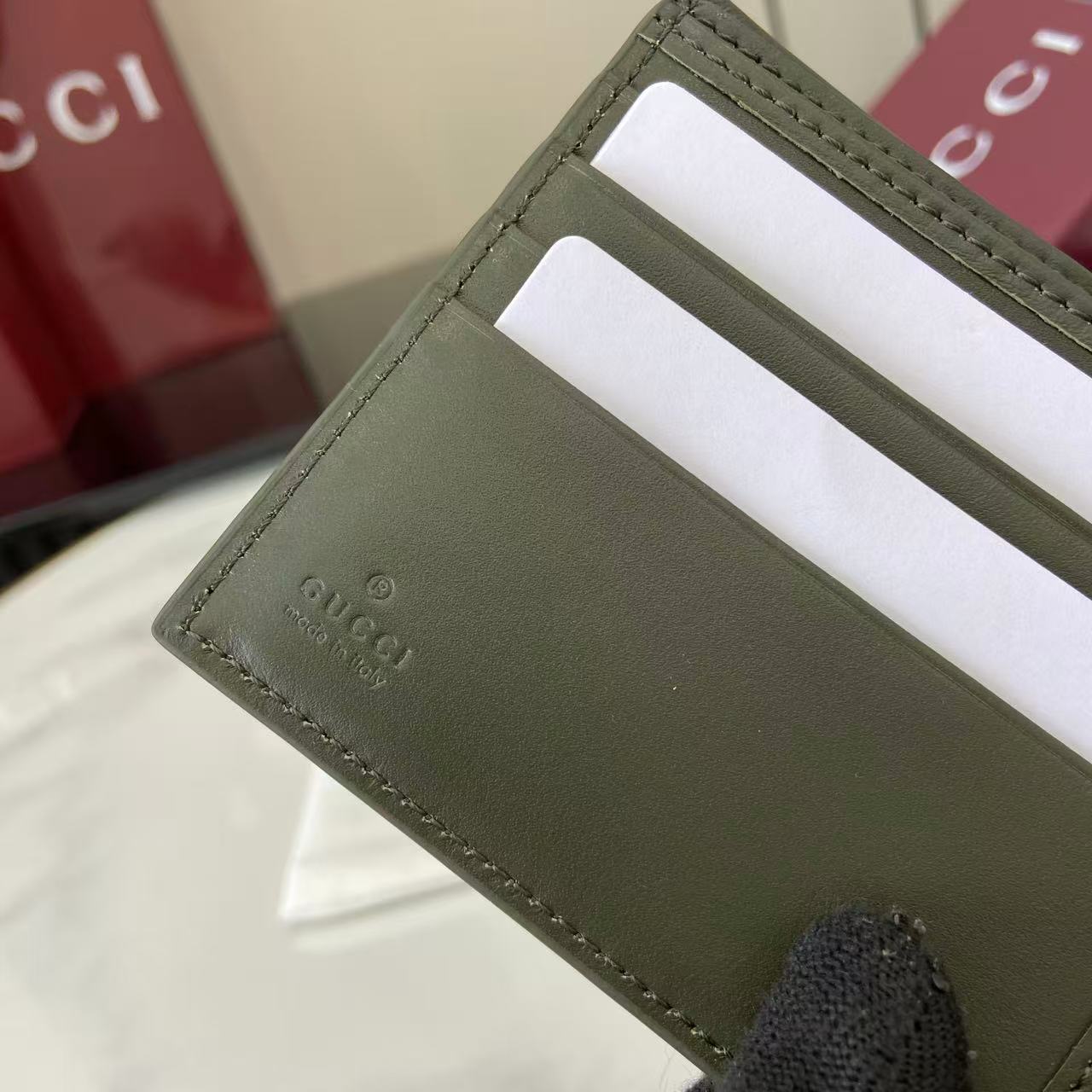 Gucci 25 GG Monogram Bifold 11cm Wallet Forest Green Leather 288792 mysite