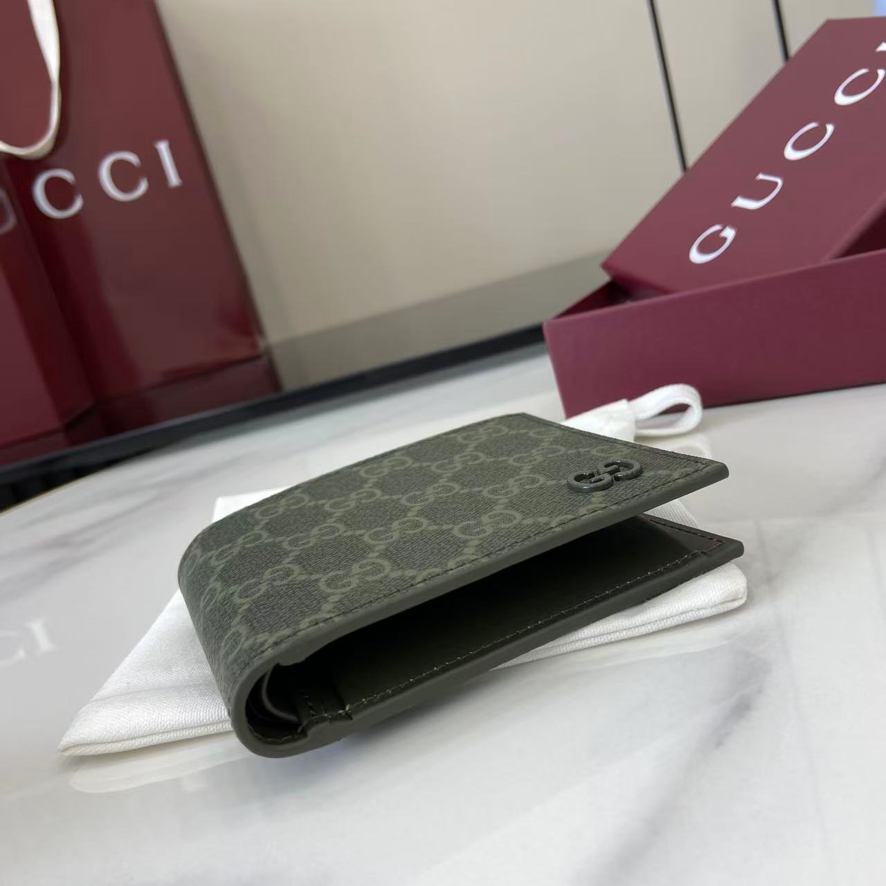 Gucci 25 GG Monogram Bifold 11cm Wallet Forest Green Leather 288792 mysite