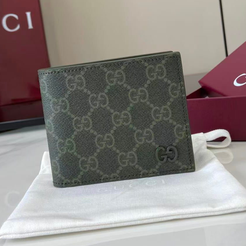Gucci 25 GG Monogram Bifold 11cm Wallet Forest Green Leather 288792 mysite