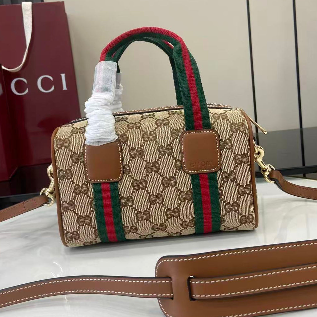Gucci 25 GG Handbag Beige mix Brown Canvas Leather 288802 mysite