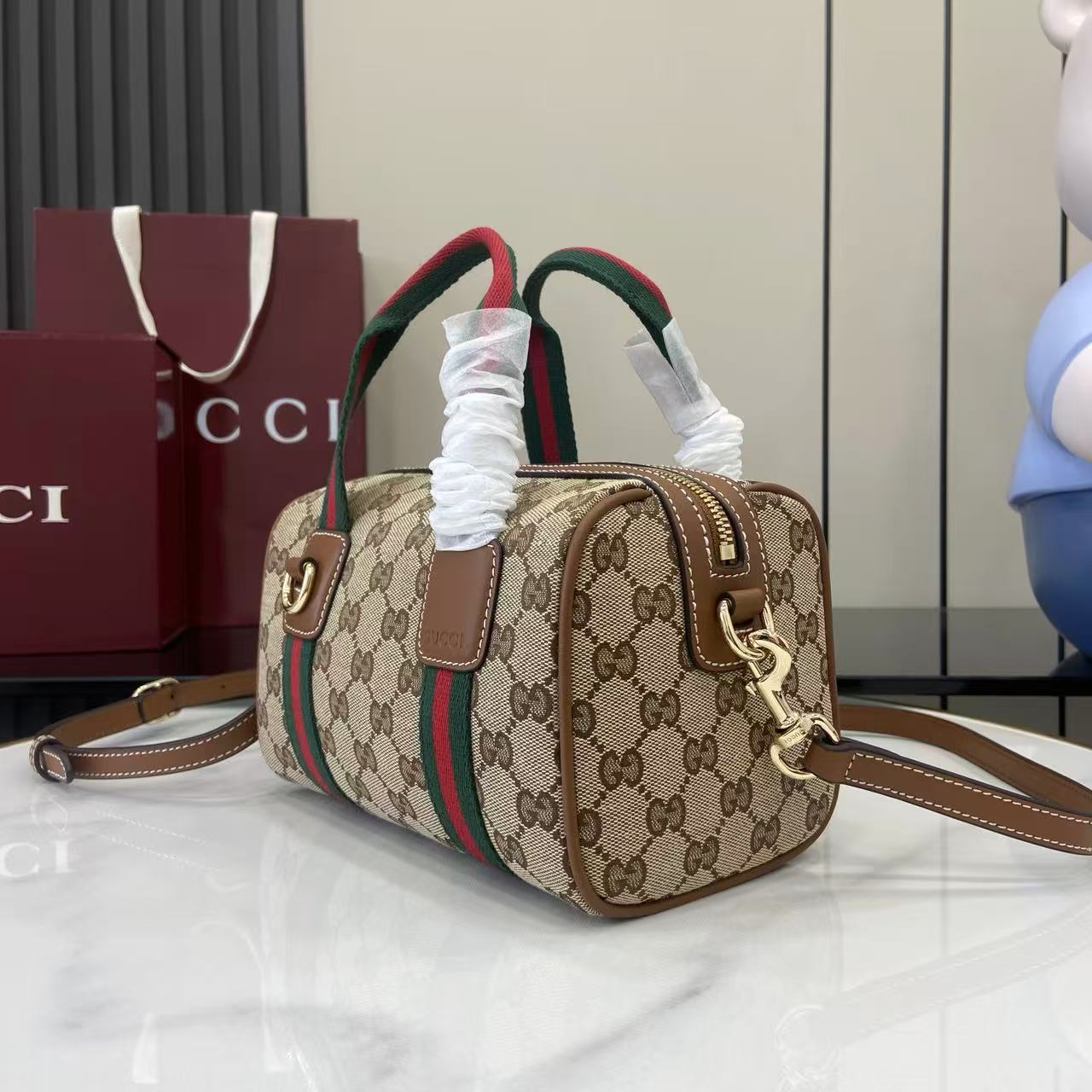 Gucci 25 GG Handbag Beige mix Brown Canvas Leather 288802 mysite