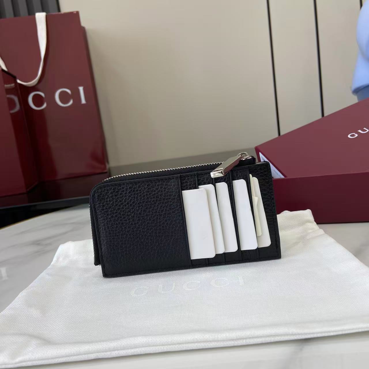 Gucci 25 Wallet 13.5cm Black Grained Cowhide 290505 mysite