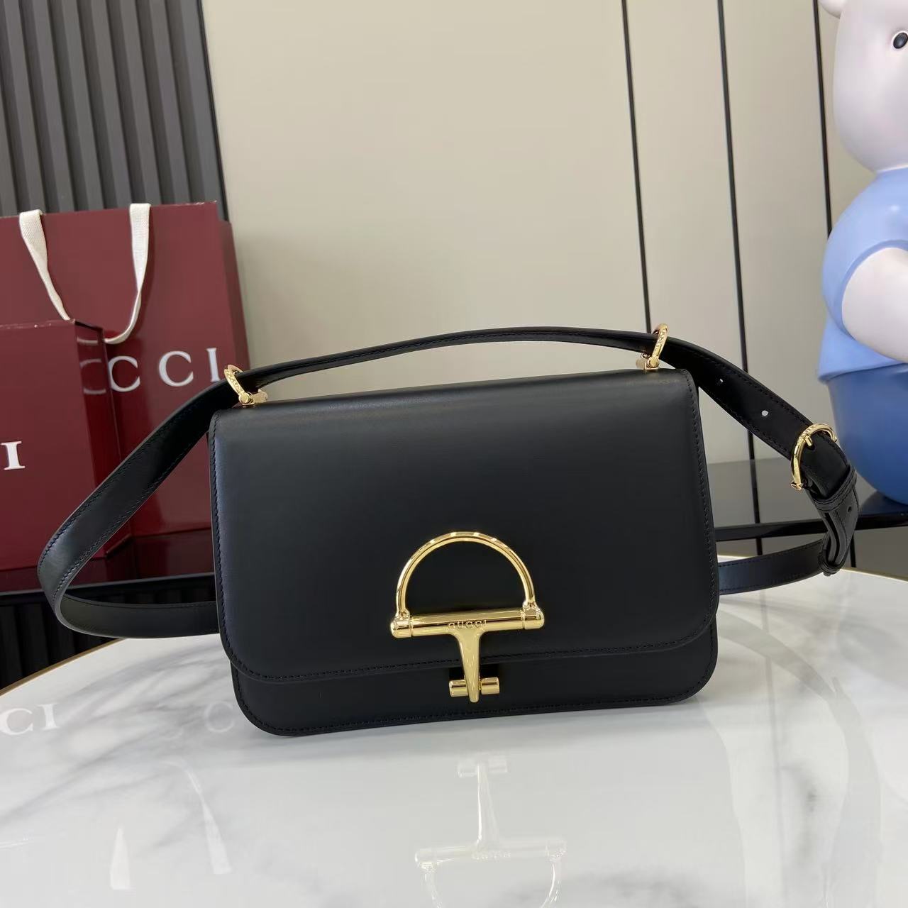 Gucci 25 Siena Bag 22.5cm  Black Gold Leather 292363 mysite
