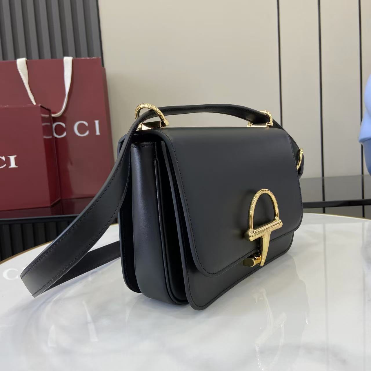 Gucci 25 Siena Bag 22.5cm  Black Gold Leather 292363 mysite