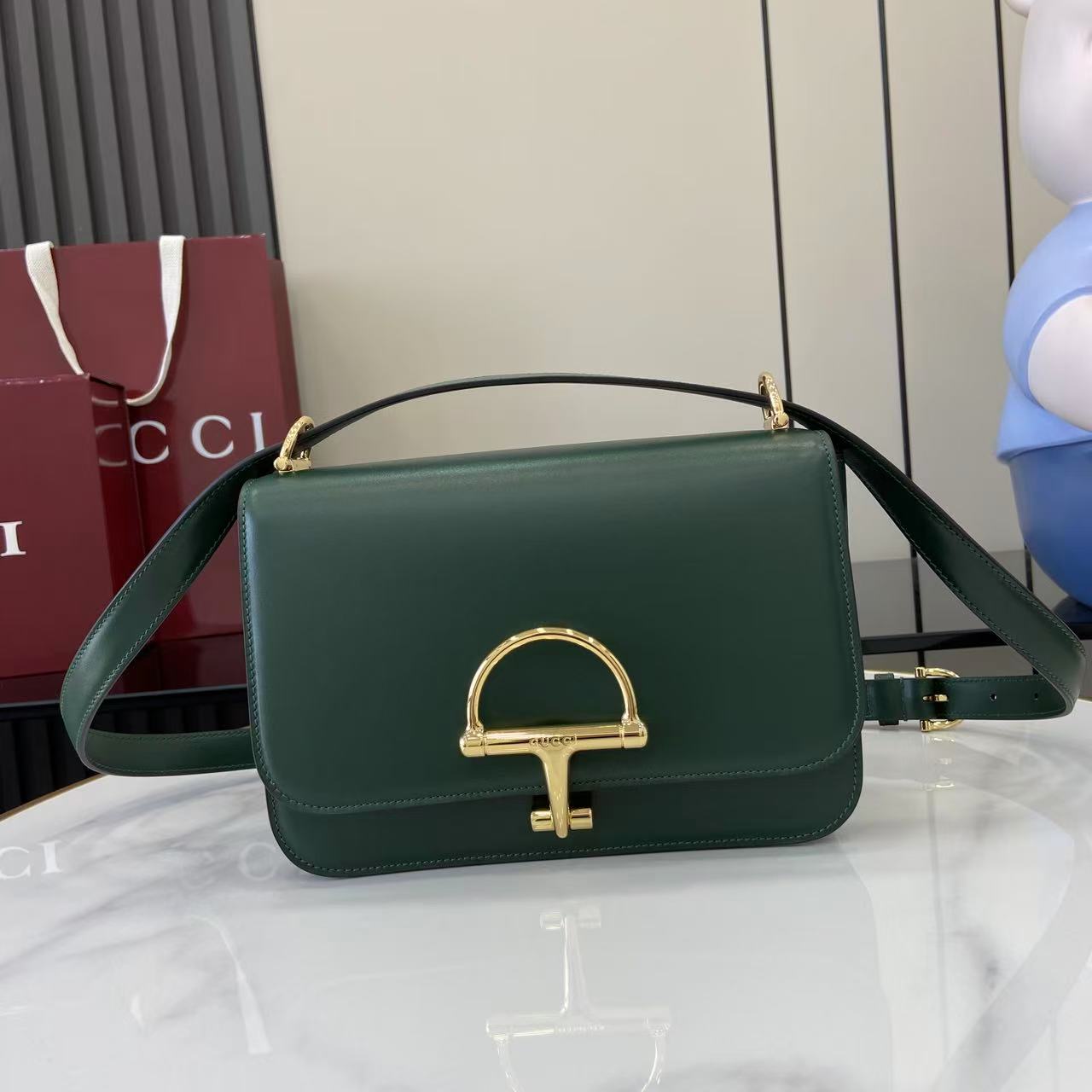 Gucci 25 Siena Bag 22.5cm  Green Gold Leather 292365 mysite