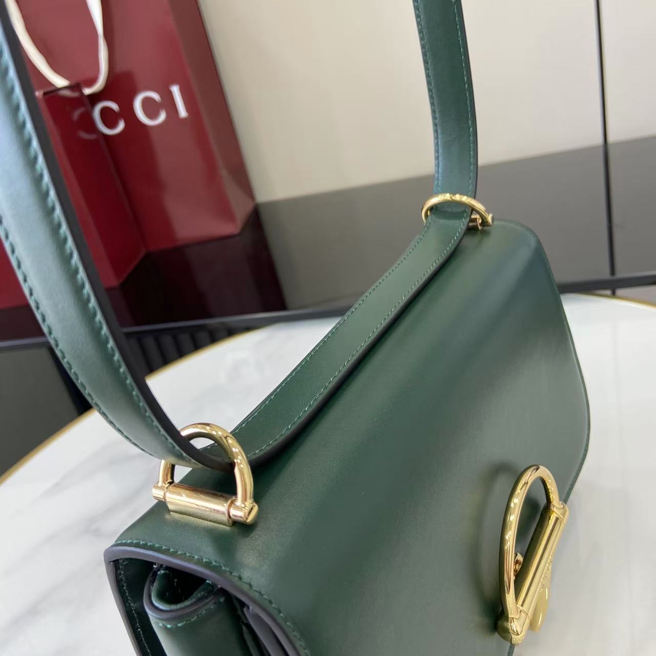 Gucci 25 Siena Bag 22.5cm  Green Gold Leather 292365 mysite
