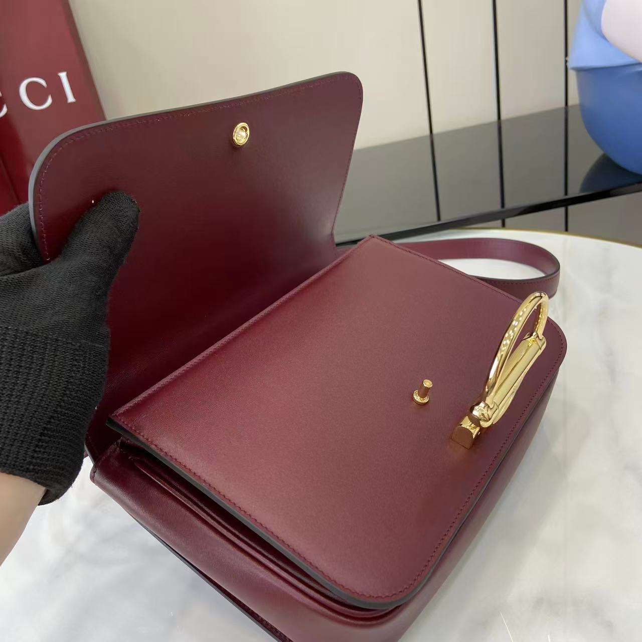 Gucci 25 Siena Bag Anchor Red Gold Leather 292366 mysite