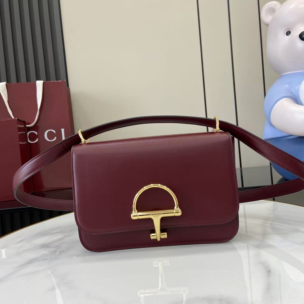 Gucci 25 Siena Bag Anchor Red Gold Leather 292366 mysite