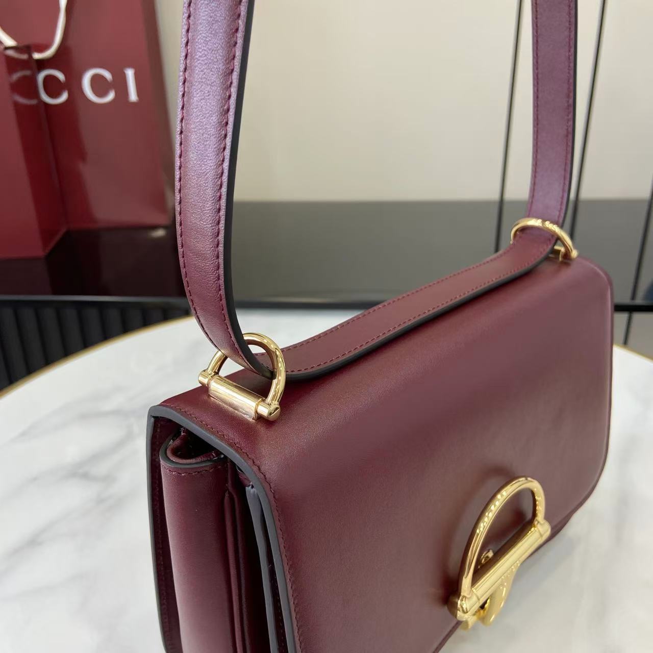 Gucci 25 Siena Bag Anchor Red Gold Leather 292366 mysite