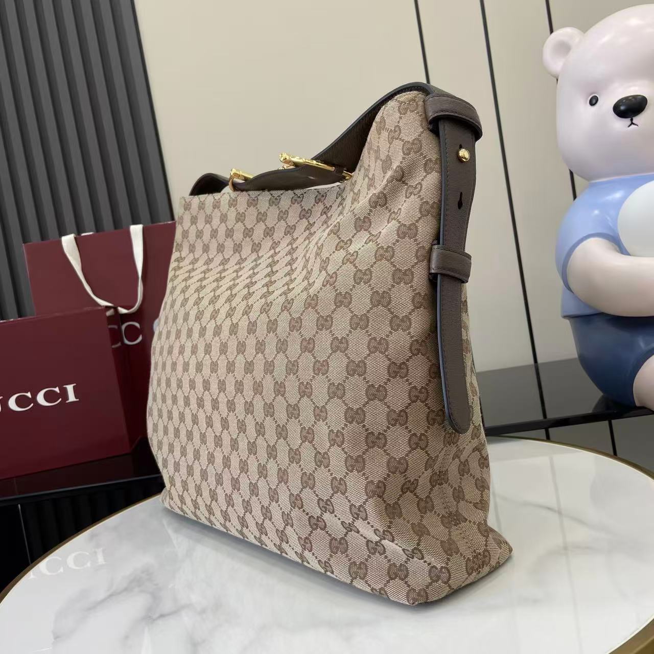 Gucci 25 Beatrix 40cm Handbag Beige mix Dark Brown Canvas Leather 292317 mysite