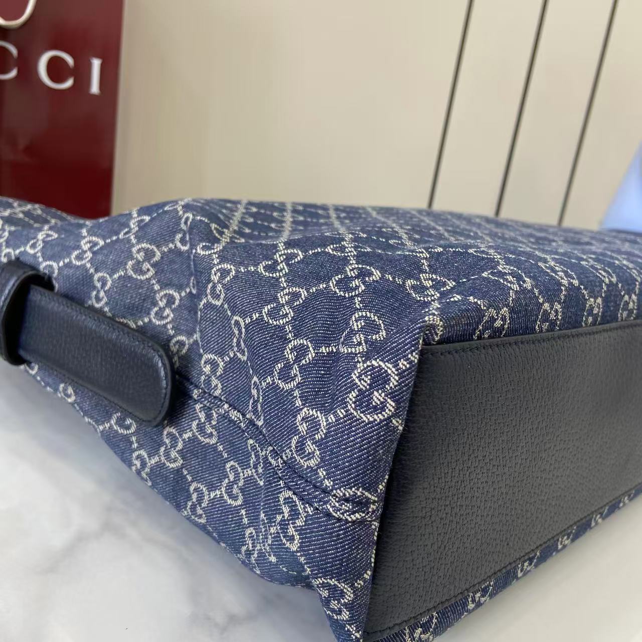 Gucci 25 Beatrix 40cm Handbag Navy Blue Denim Leather 292318 mysite