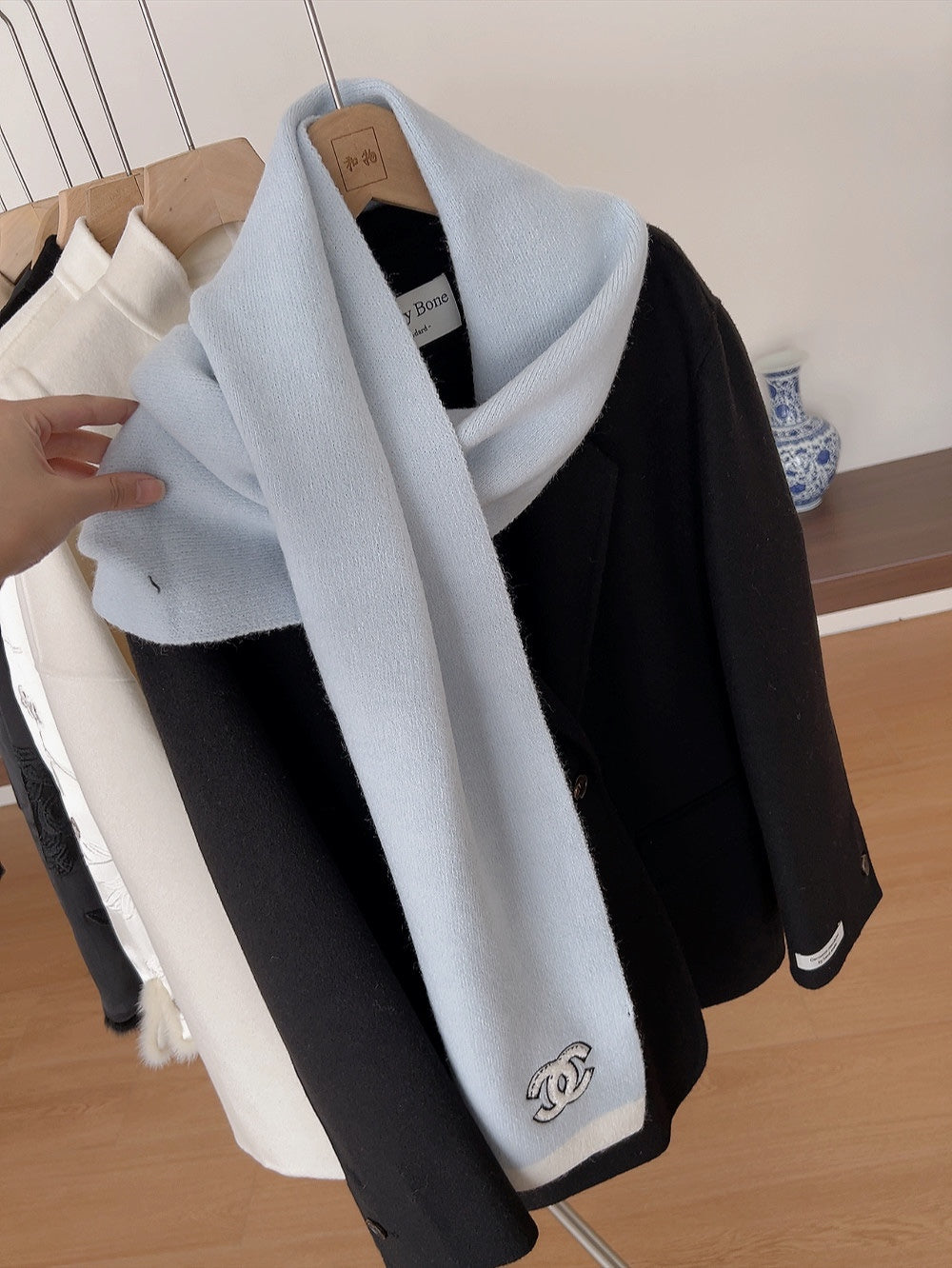 SCARF IN LIGHT BLUE CASHMERE 402422 mysite