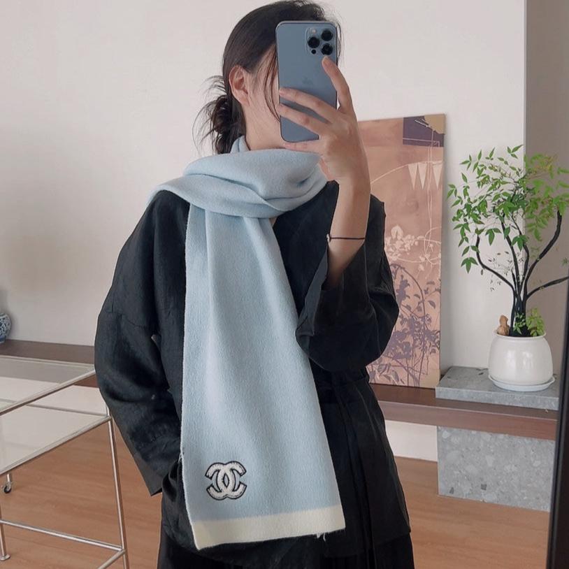 SCARF IN LIGHT BLUE CASHMERE 402422 mysite