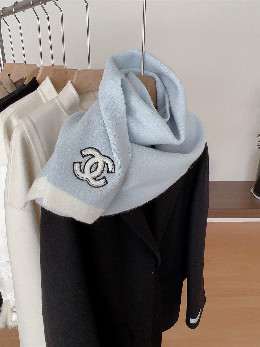 SCARF IN LIGHT BLUE CASHMERE 402422 mysite