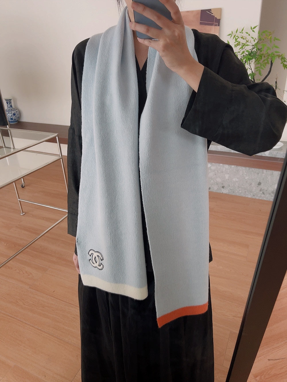 SCARF IN LIGHT BLUE CASHMERE 402422 mysite