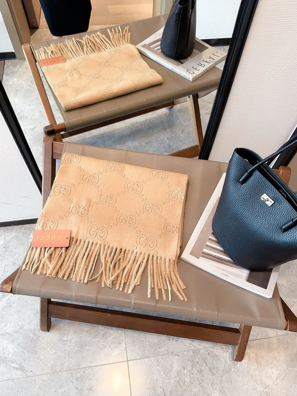 SCARF IN PEANUT BROWN CASHMERE 405595 mysite