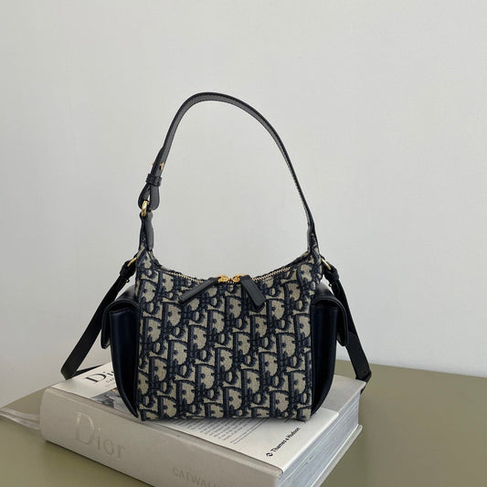 CD Medium Dream Bag 18 Blue Oblique Jacquard and Calfskin mysite