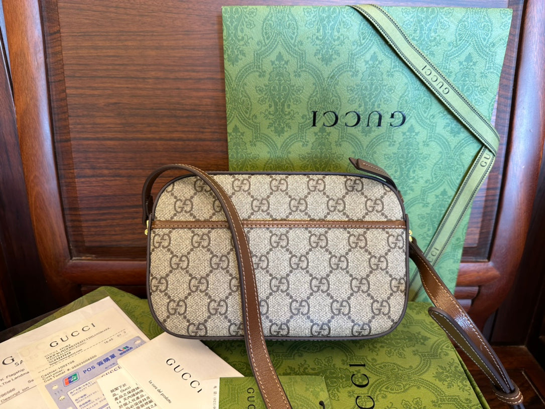 GG 20 HORSEBIT 1955 SMALL BAG IN BEIGE CANVAS AND BROWN CALFSKIN mysite