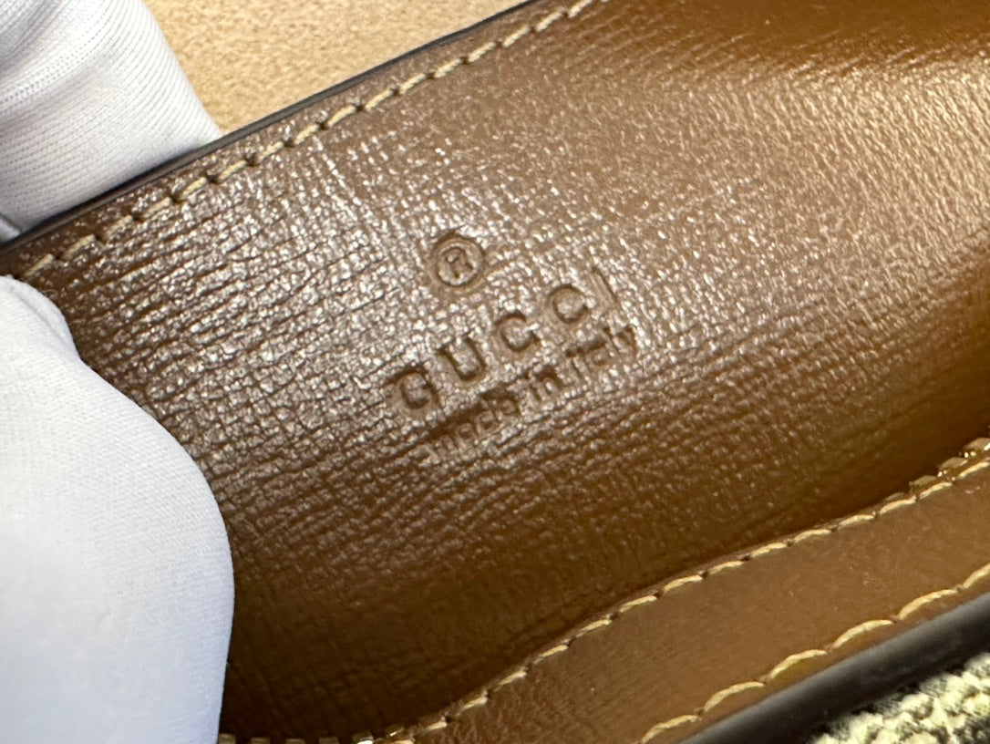 GG 20 HORSEBIT 1955 SMALL BAG IN BEIGE CANVAS AND BROWN CALFSKIN mysite