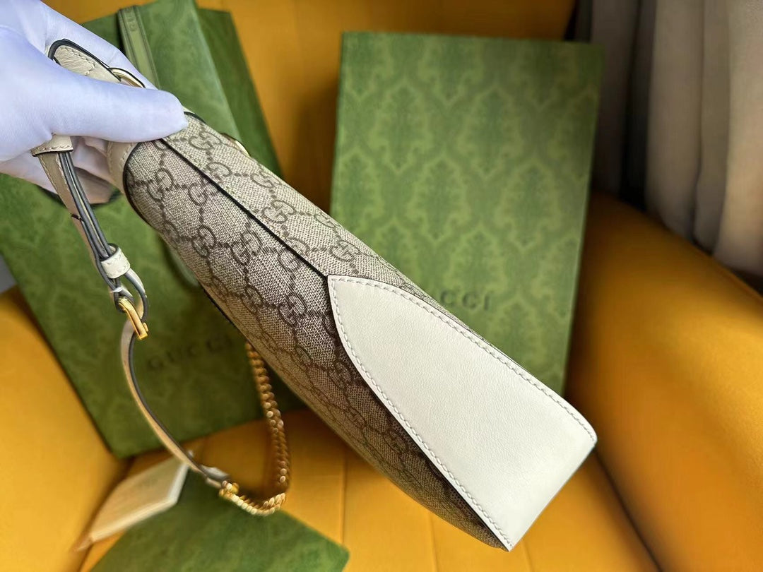 GG PADLOCK 32 SHOULDER BAG BEIGE CANVAS AND WHITE CALFSKIN mysite