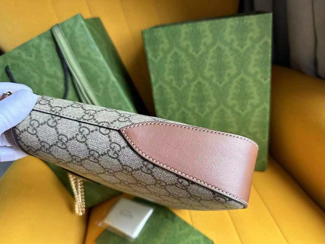 GG PADLOCK 32 SHOULDER BAG BEIGE CANVAS AND BROWN CALFSKIN mysite