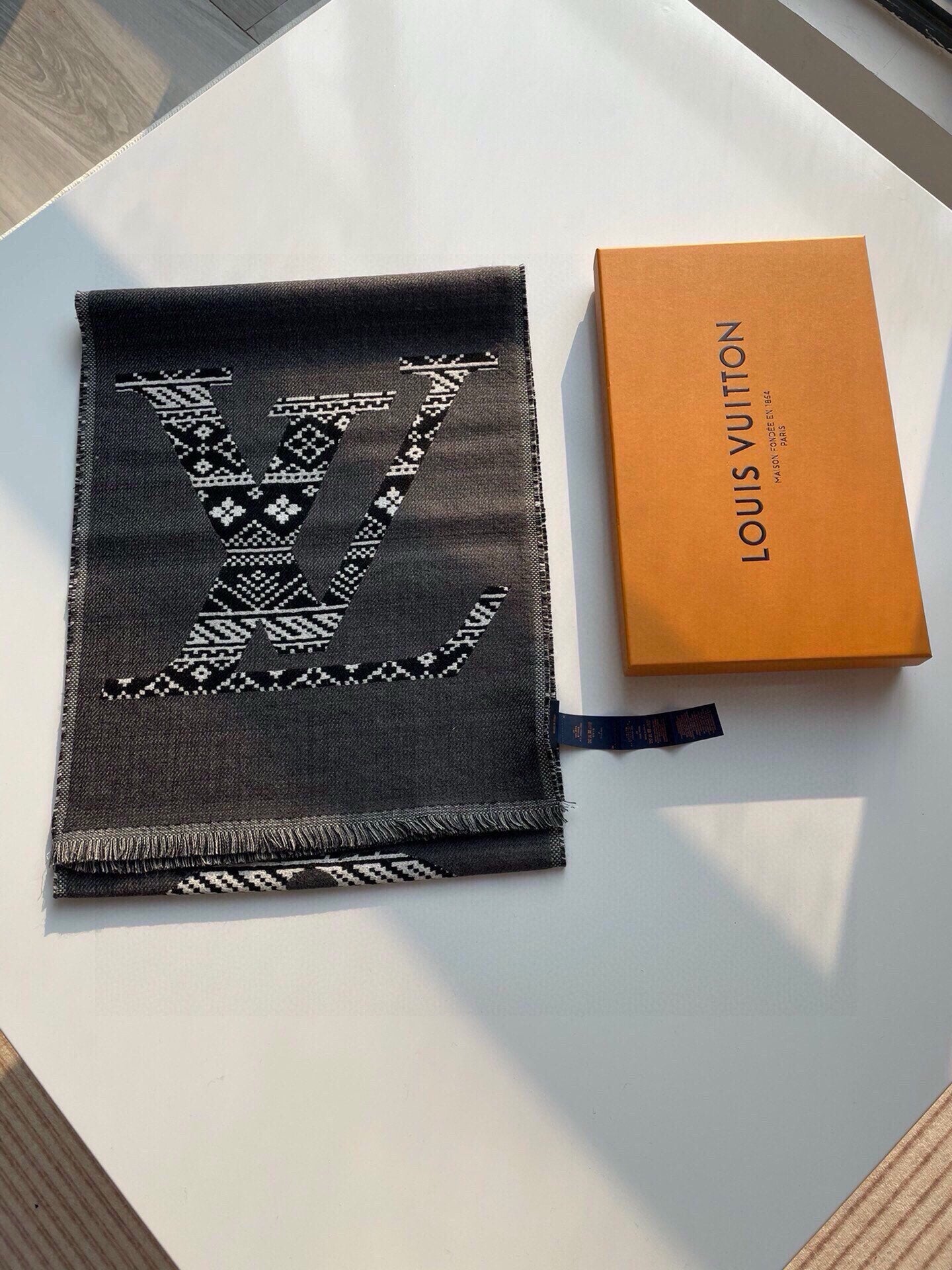 SCARF 200 CM IN MOUSE GRAY WOOL 390039 mysite