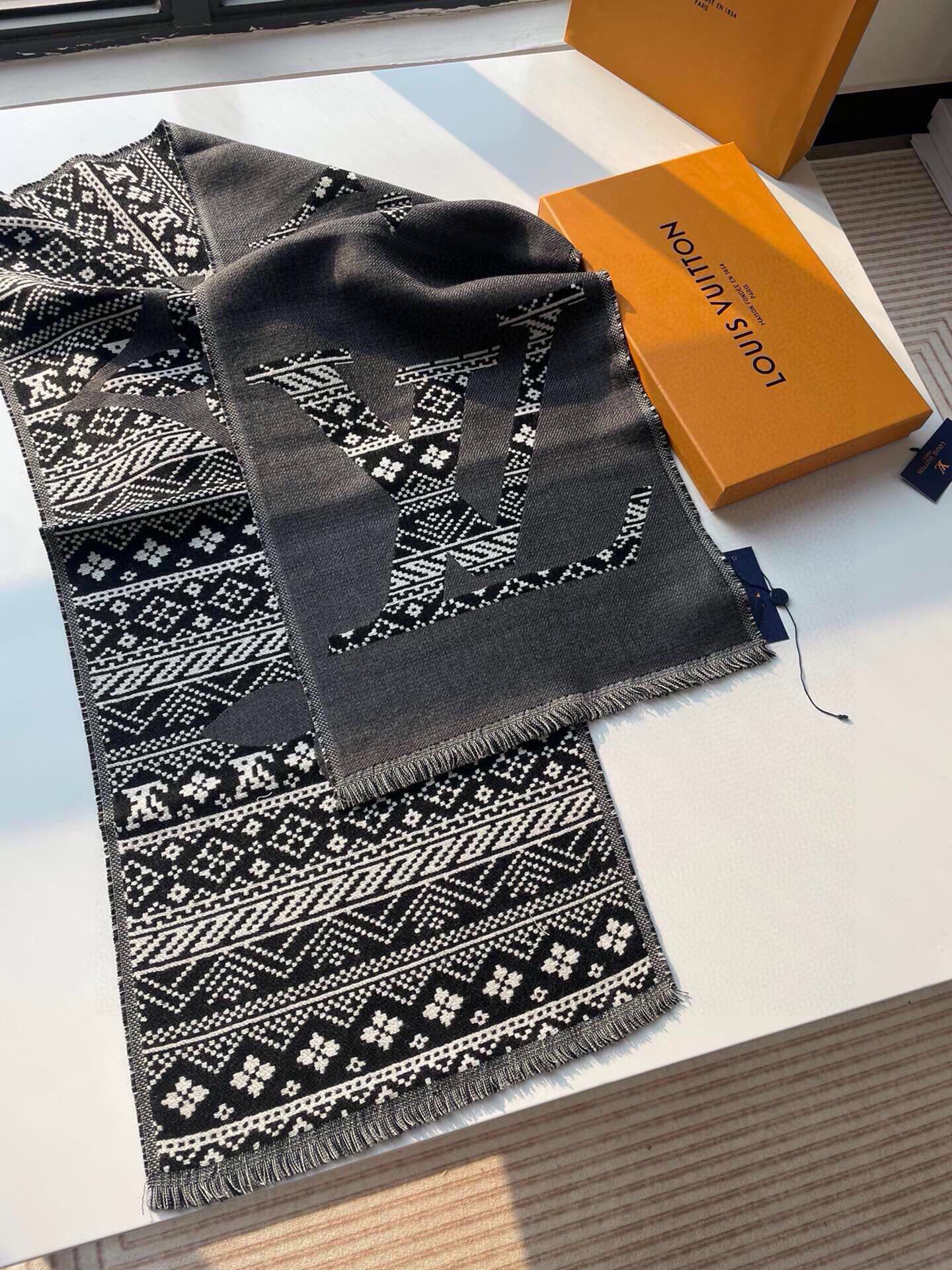 SCARF 200 CM IN MOUSE GRAY WOOL 390039 mysite