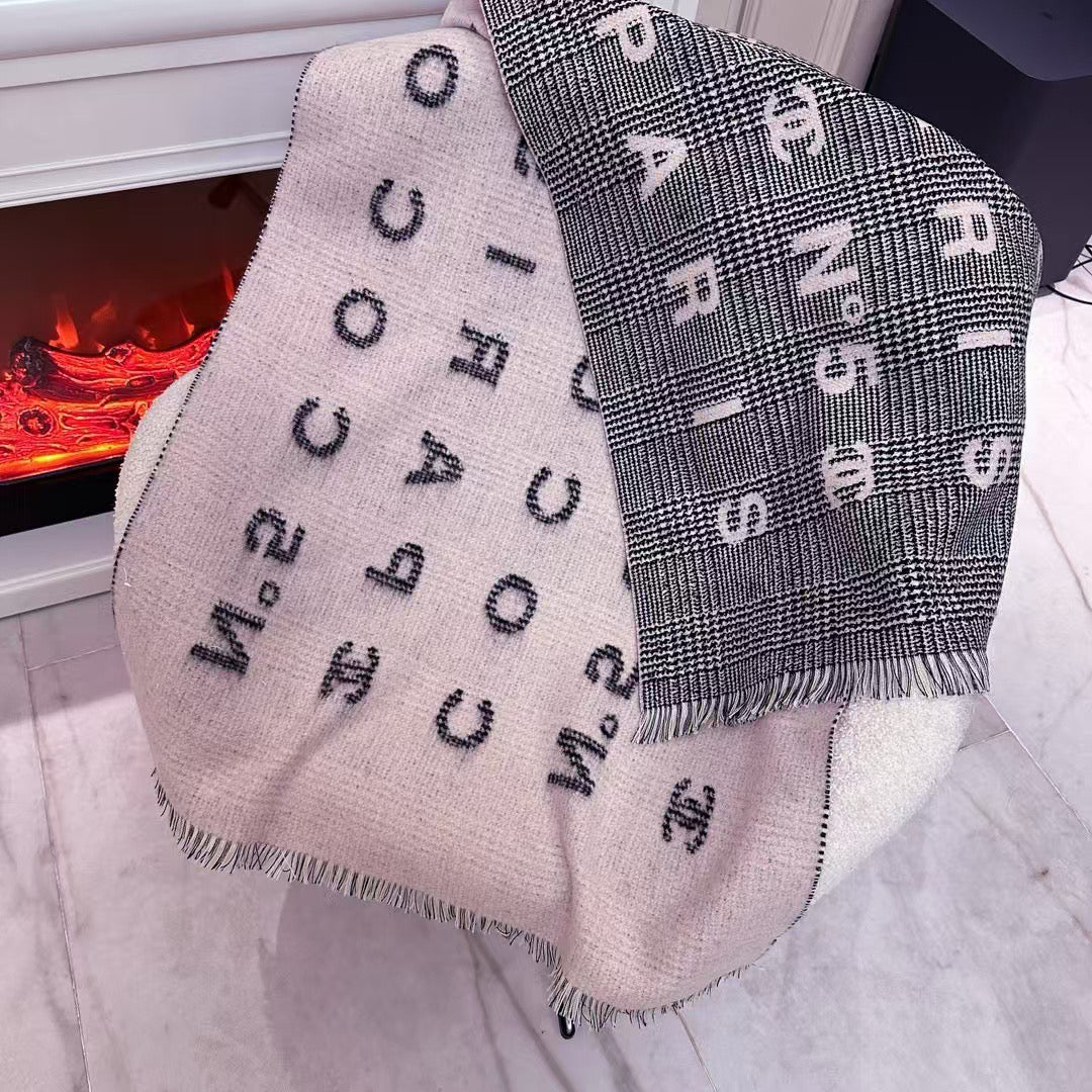 SCARF 194 CM IN LIGHT PINK MIX BLACK CASHMERE 390060 mysite