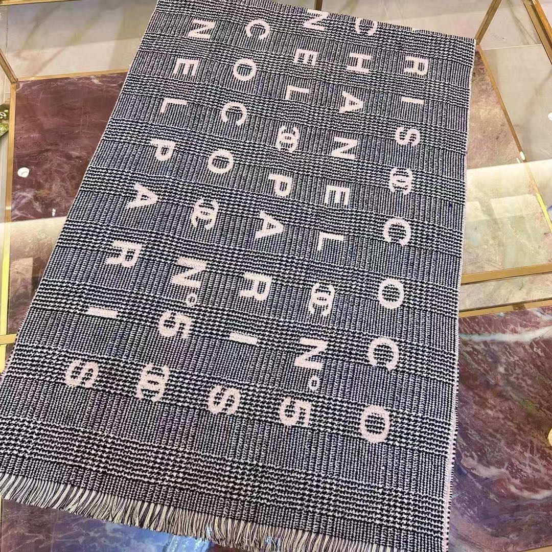 SCARF 194 CM IN LIGHT PINK MIX BLACK CASHMERE 390060 mysite