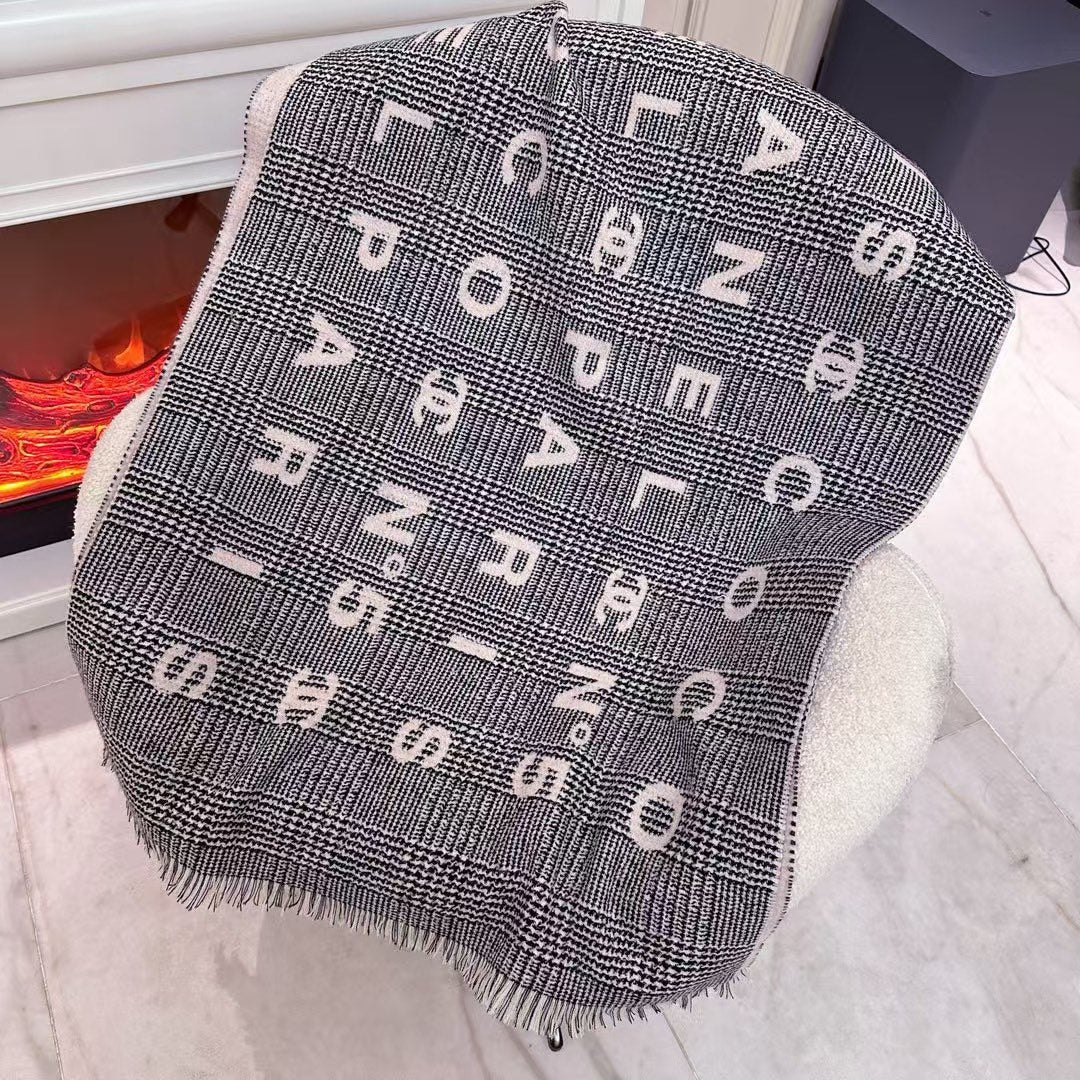 SCARF 194 CM IN LIGHT PINK MIX BLACK CASHMERE 390060 mysite