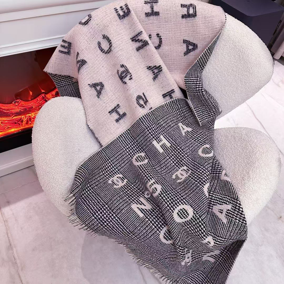 SCARF 194 CM IN LIGHT PINK MIX BLACK CASHMERE 390060 mysite