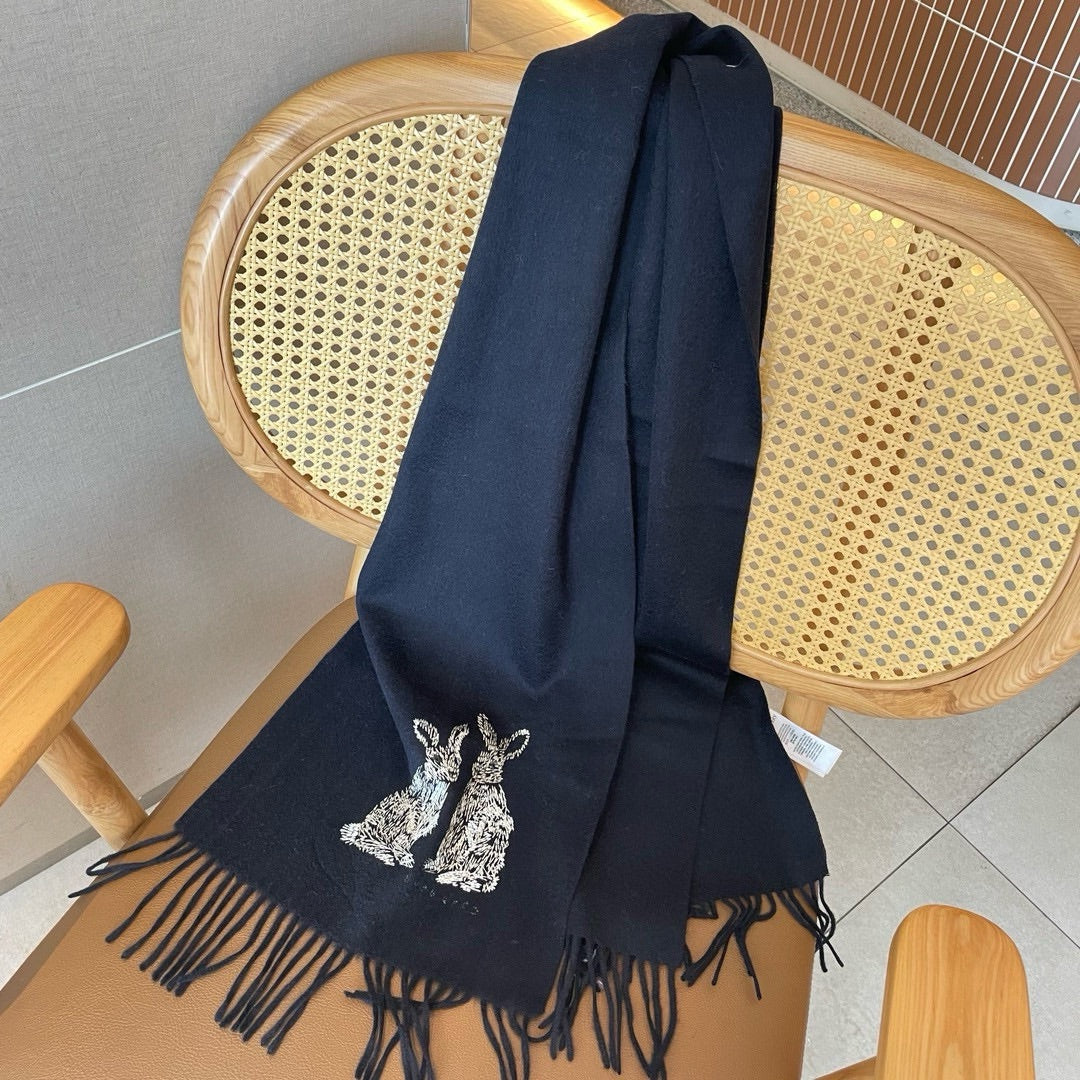 HARE WOOL CASHMERE SCARF 180 CM BLACK 394452 mysite