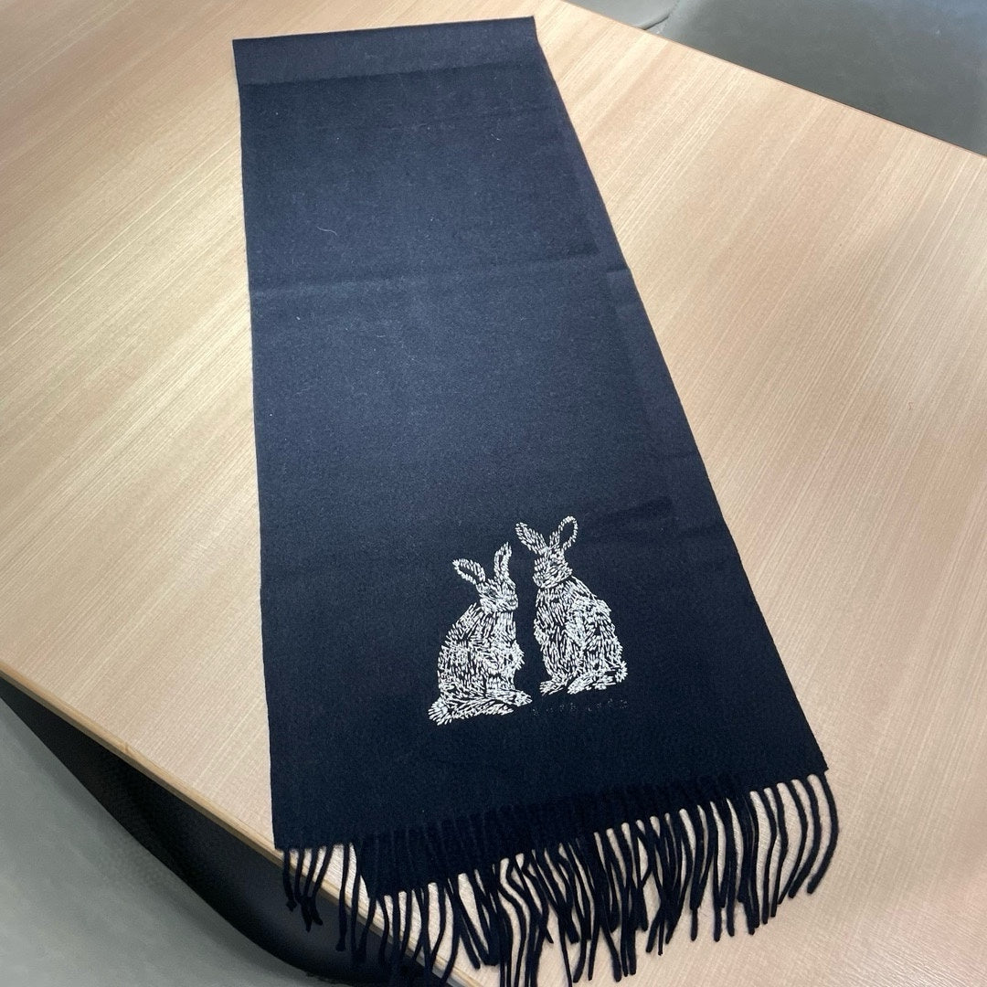 HARE WOOL CASHMERE SCARF 180 CM BLACK 394452 mysite