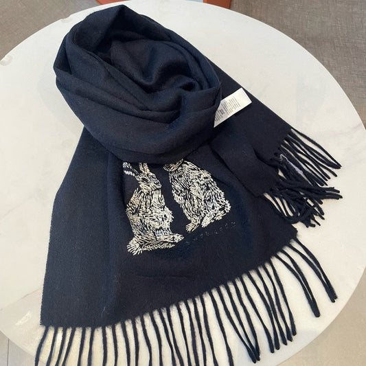HARE WOOL CASHMERE SCARF 180 CM BLACK 394452 mysite