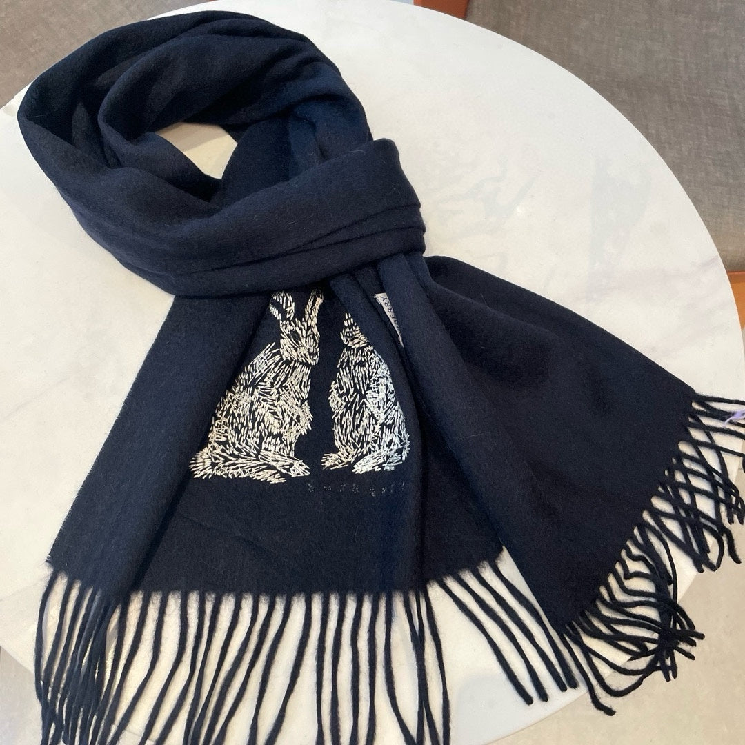 HARE WOOL CASHMERE SCARF 180 CM BLACK 394452 mysite