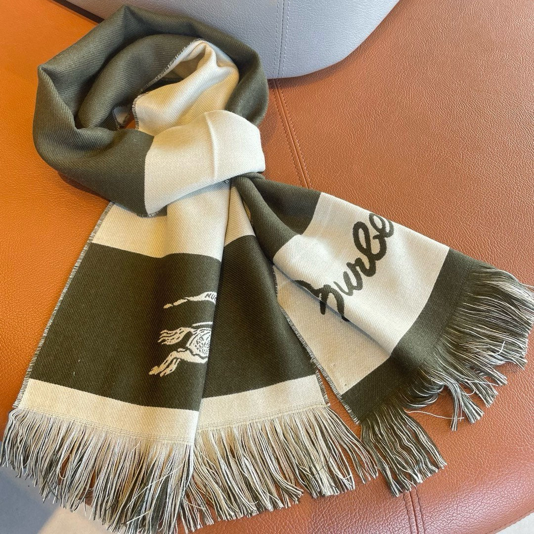 EKD LOGO SCARF 200 CM IN OLIVE GREEN MIX WHITE CASHMERE 396289 mysite