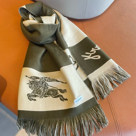 EKD LOGO SCARF 200 CM IN OLIVE GREEN MIX WHITE CASHMERE 396289 mysite