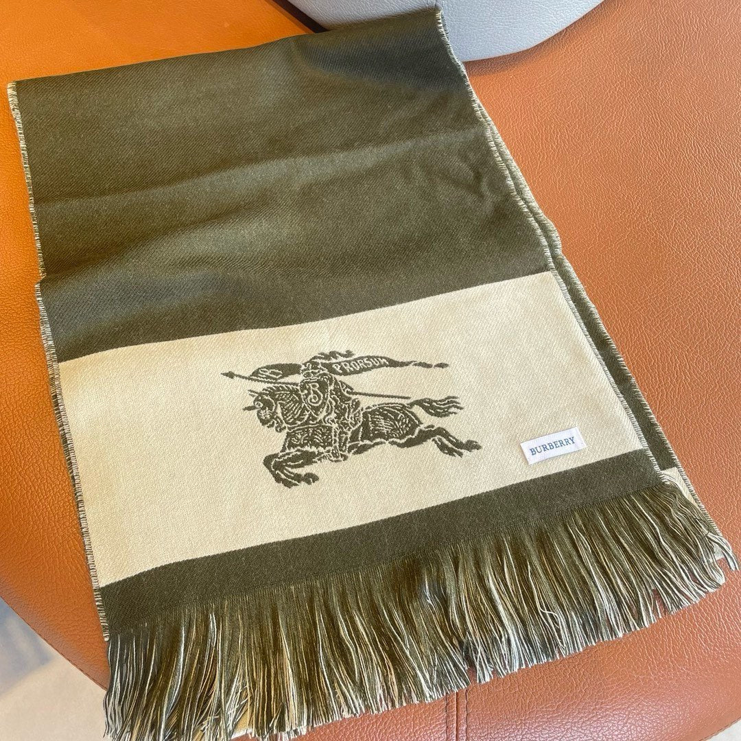 EKD LOGO SCARF 200 CM IN OLIVE GREEN MIX WHITE CASHMERE 396289 mysite