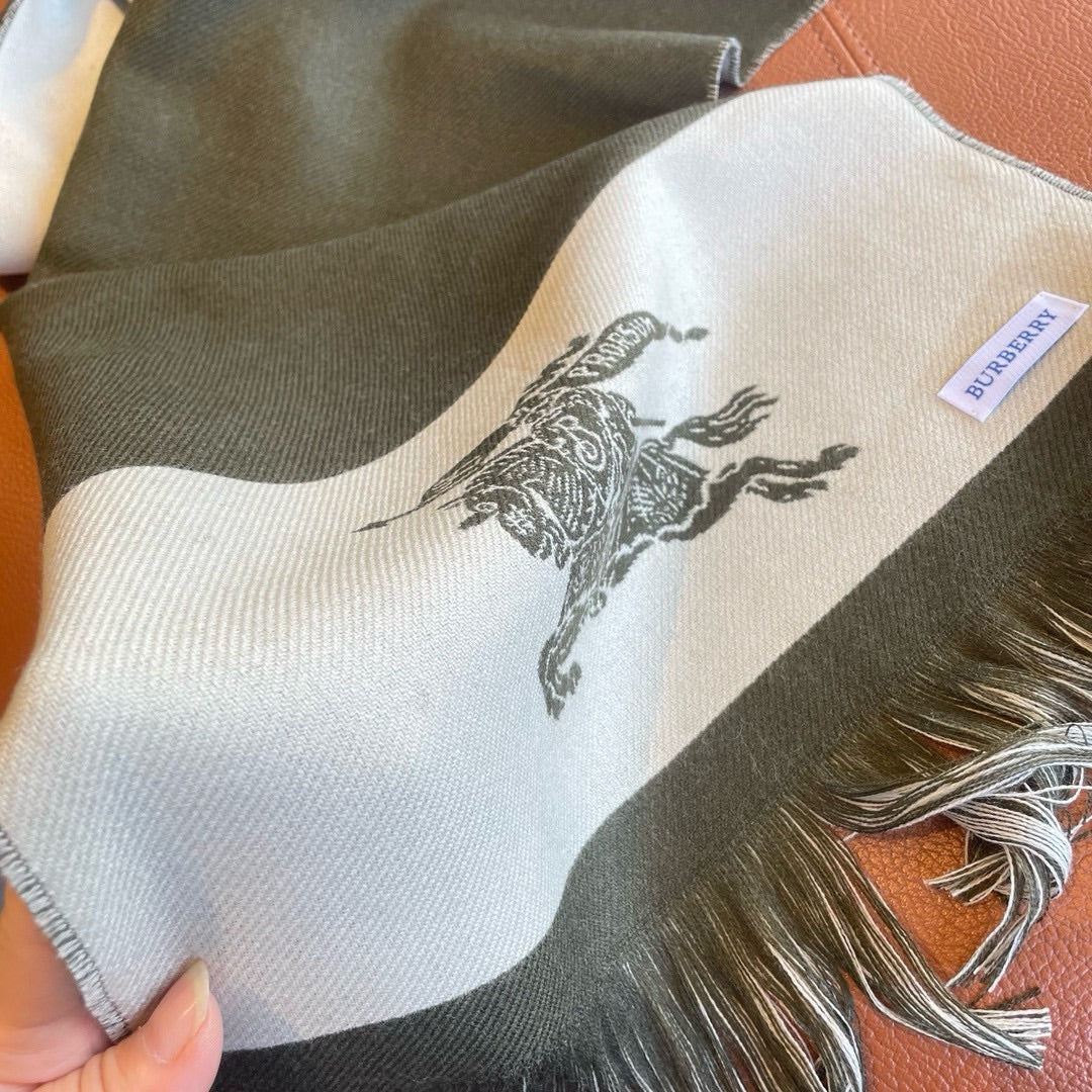 EKD LOGO SCARF 200 CM IN OLIVE GREEN MIX WHITE CASHMERE 396289 mysite