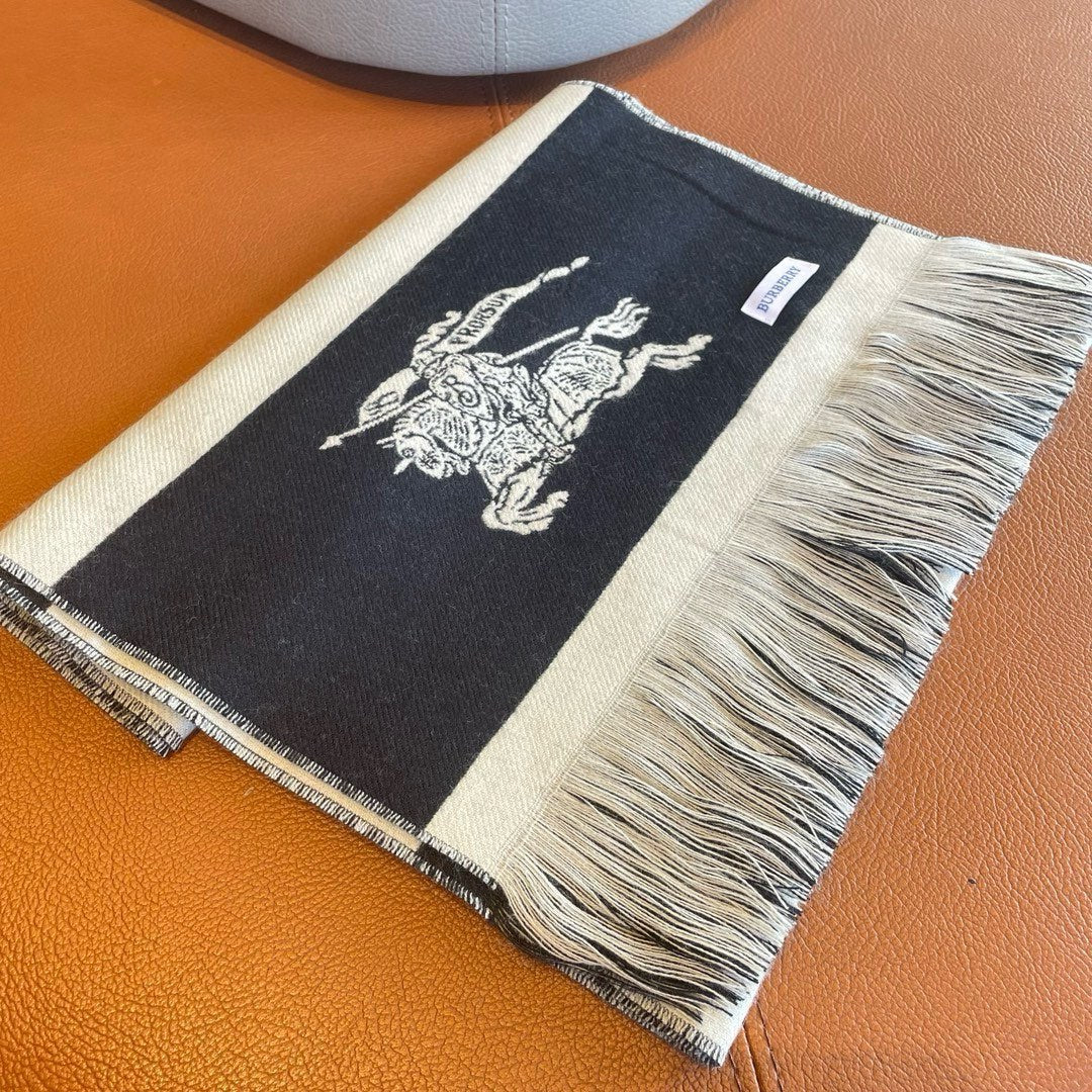 EKD LOGO SCARF 200 CM IN BLACK MIX WHITE CASHMERE 396290 mysite