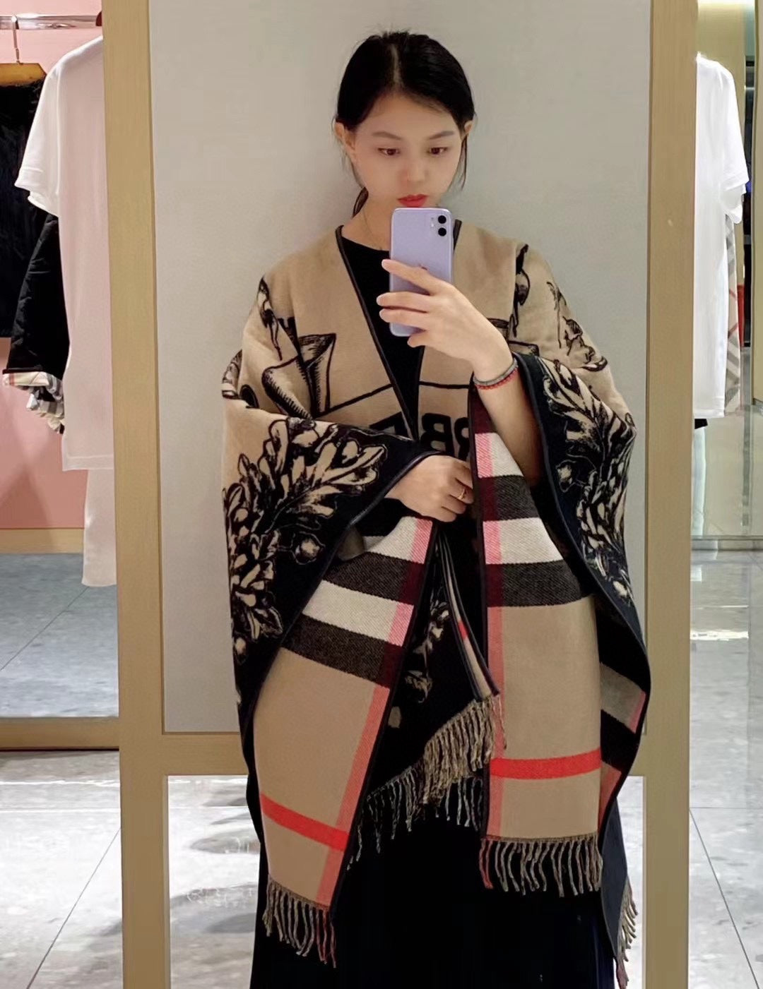 EQUESTRIAN KNIGHT WOOL CAPE 140 CM BEIGE MIX BLACK 403739 mysite