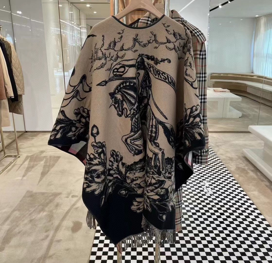 EQUESTRIAN KNIGHT WOOL CAPE 140 CM BEIGE MIX BLACK 403739 mysite