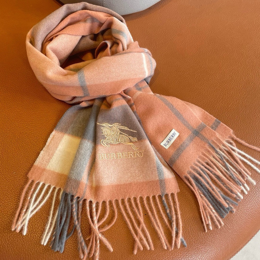 SCARF 180 CM IN CORAL ORANGE MIX BLACK WOOL 408569 mysite