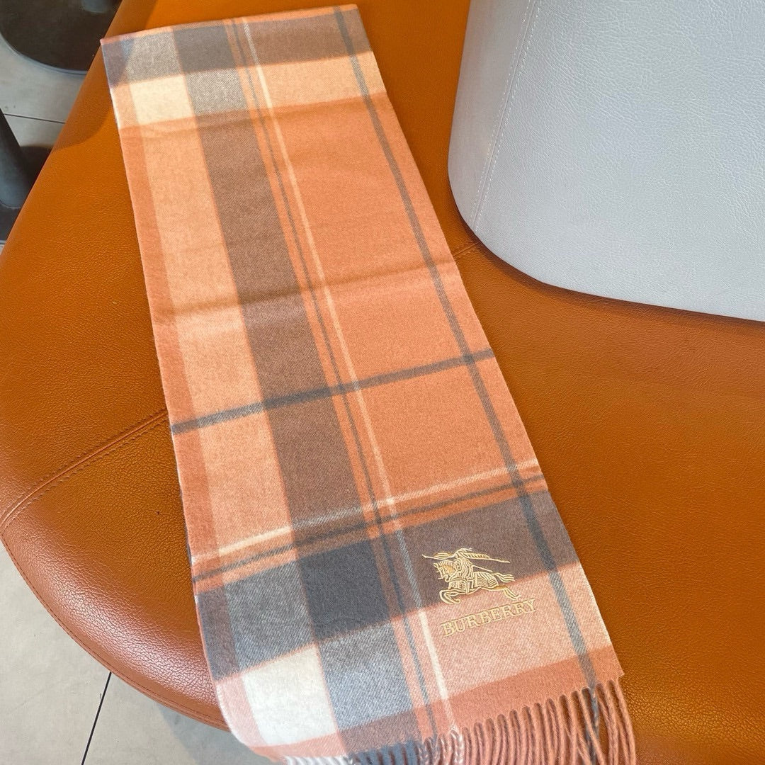 SCARF 180 CM IN CORAL ORANGE MIX BLACK WOOL 408569 mysite